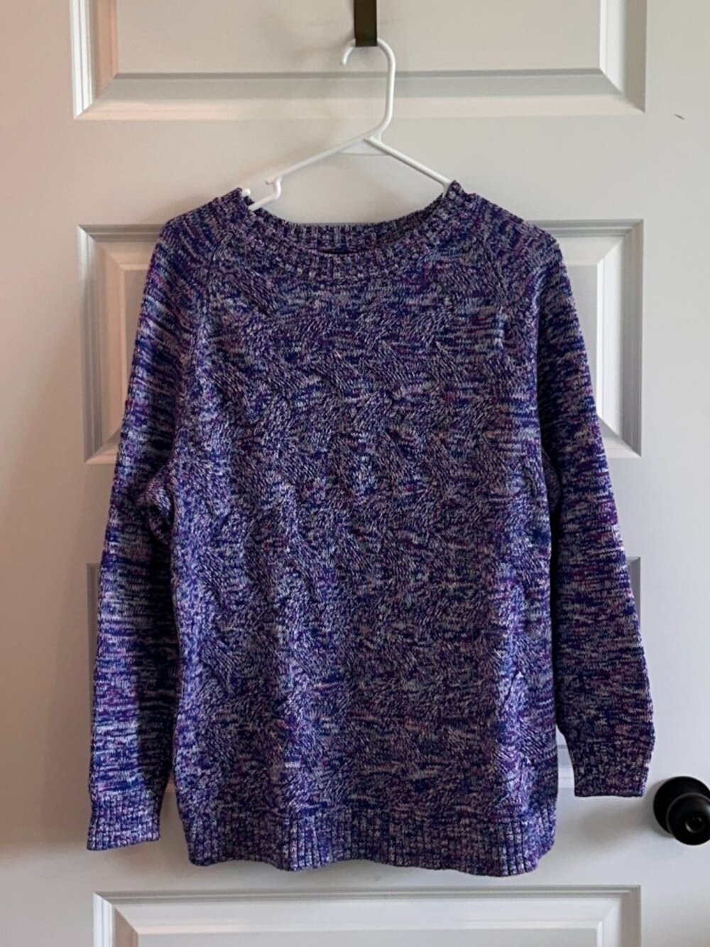 Land's End Drifter Cable Marl Sweater 1X Brilliant Purple Marl 100% cotton